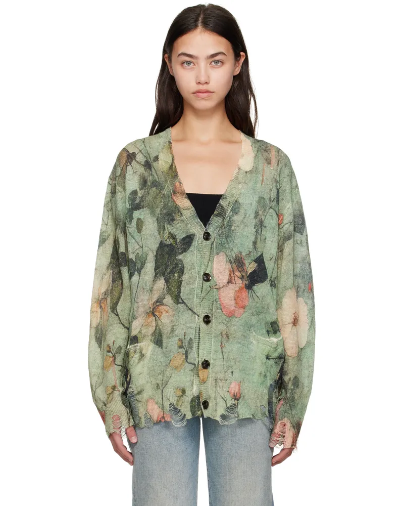 R13 Green Boyfriend Cardigan Turquoise