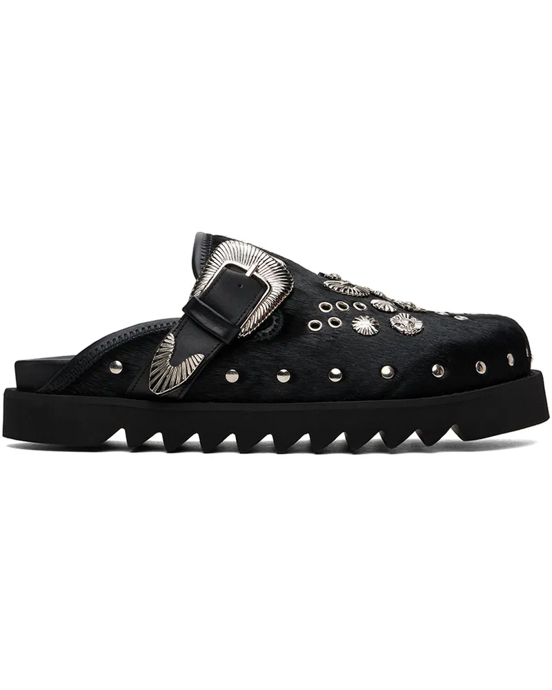 Toga SSENSE Exclusive Black Eyelet Metal Sabot Slip-On Loafers Black