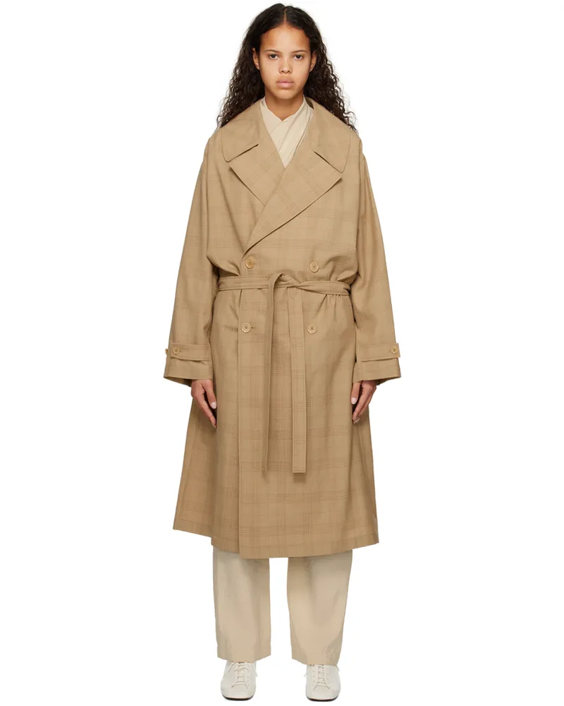 Christophe Lemaire Beige Double-Breasted Trench Coat Mu004