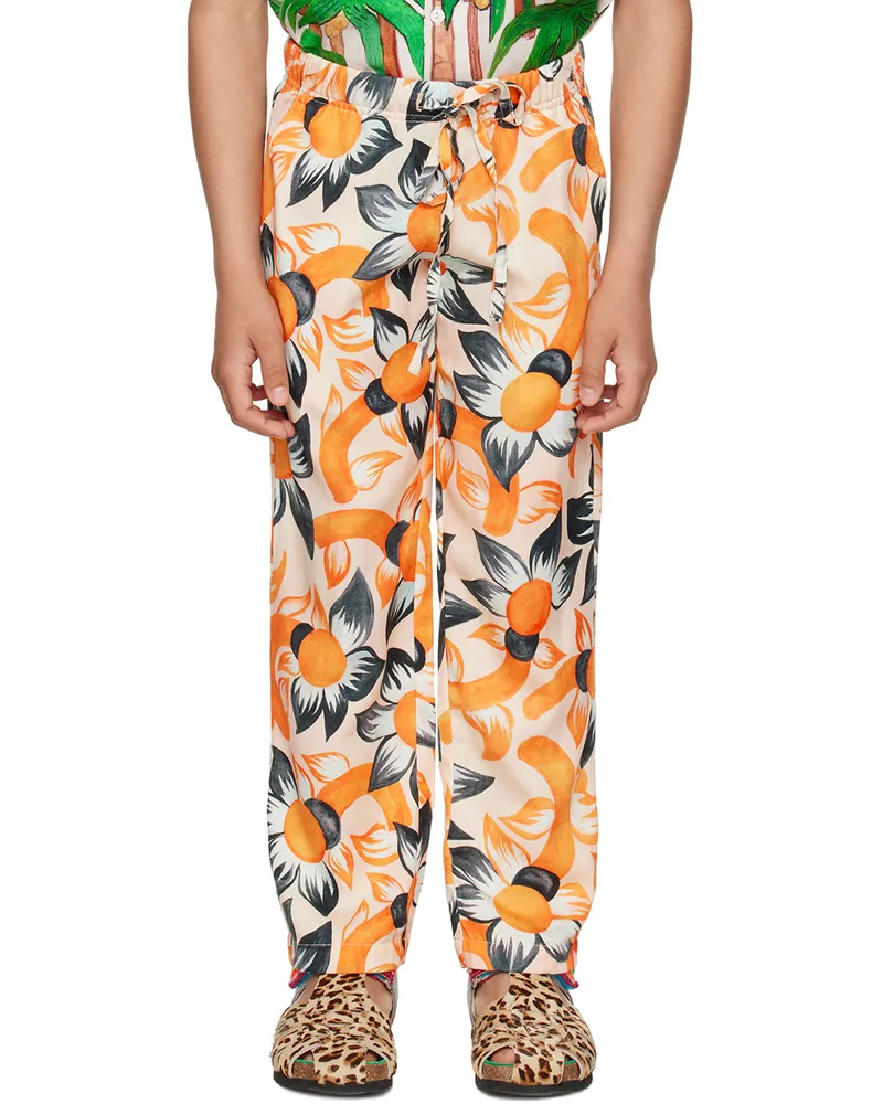 ENDLESS JOY Kids Orange Wildflower Trousers Peach