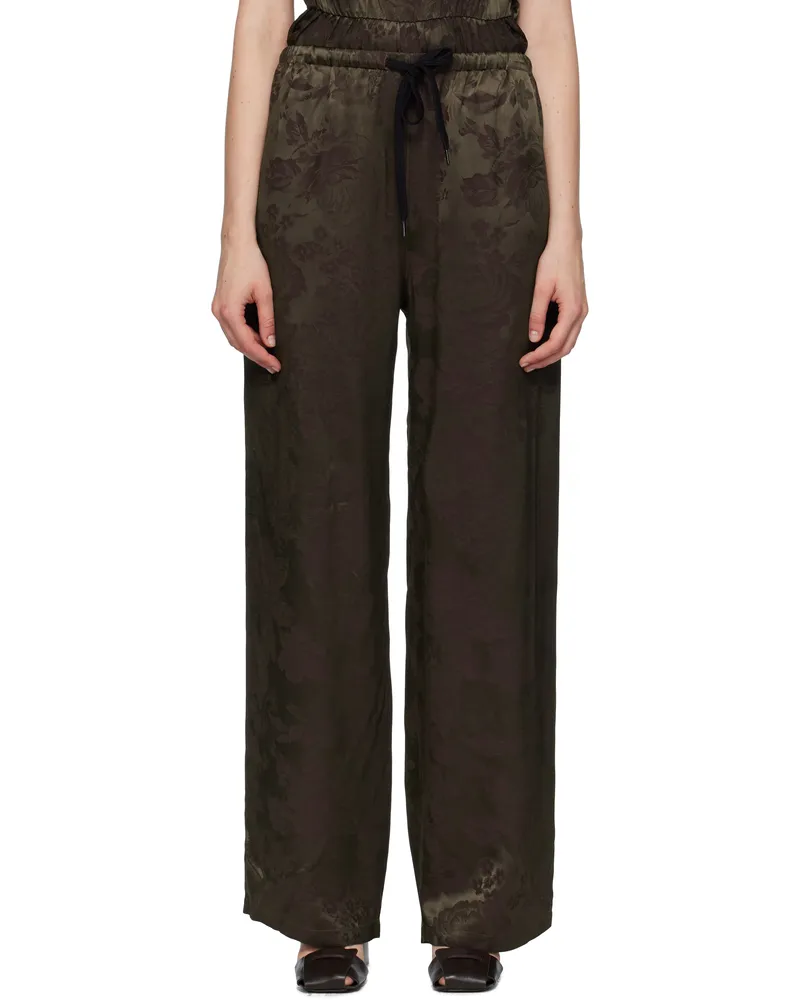 Maison Margiela Khaki & Burgundy Jacquard Trousers 001j