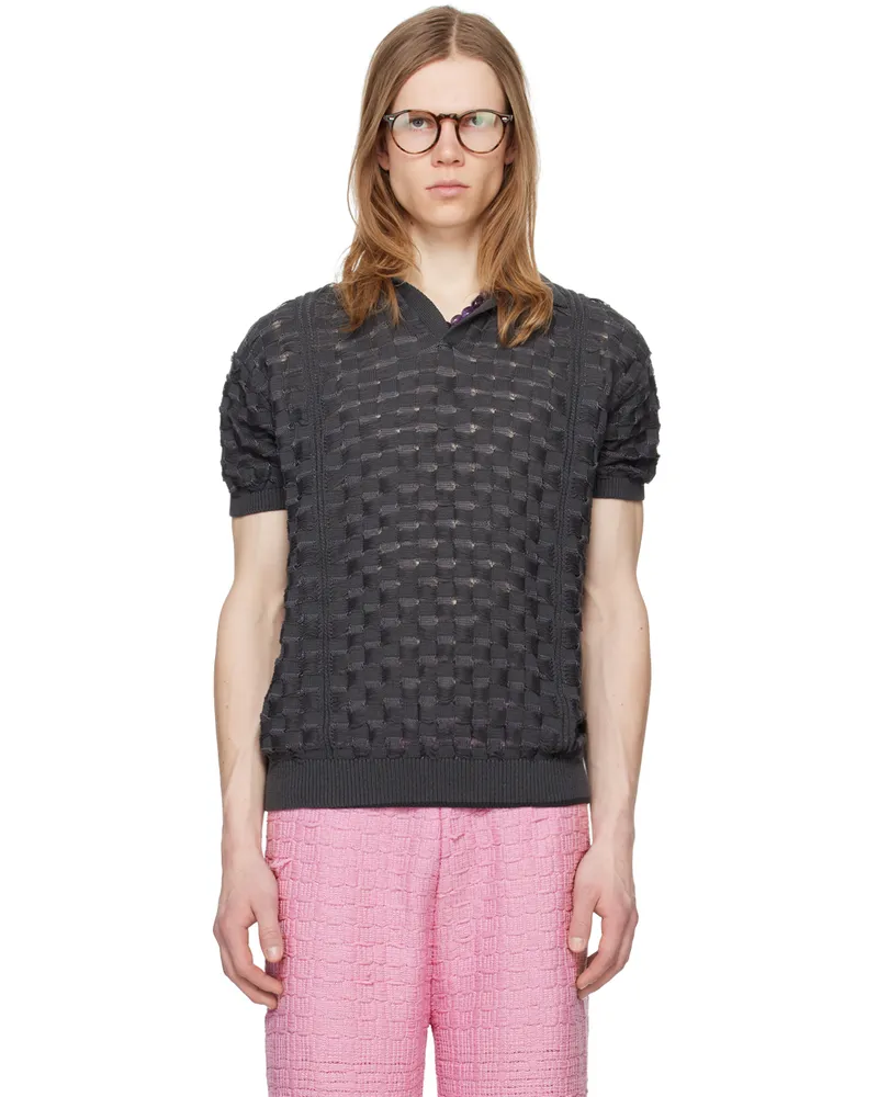 Isa Boulder SSENSE Exclusive Gray Chess Polo Slate