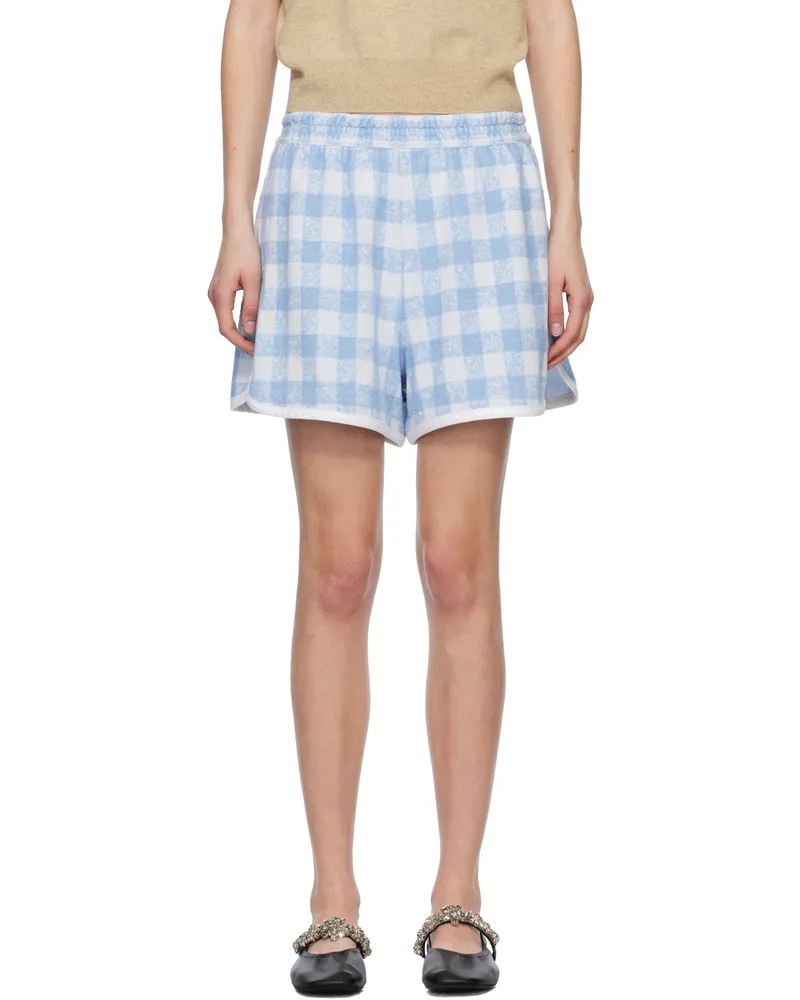 Anna Sui Blue & White Gingham Terry Shorts Baby