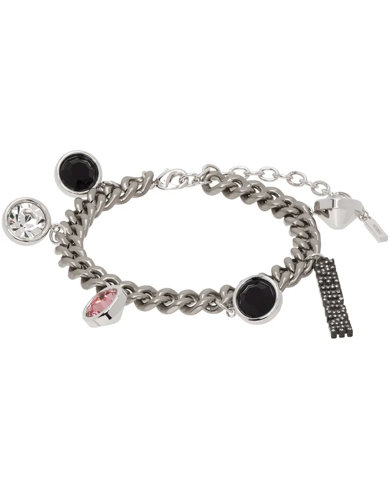 WE 11 DONE Silver Crystal Stone Charm Bracelet Silver