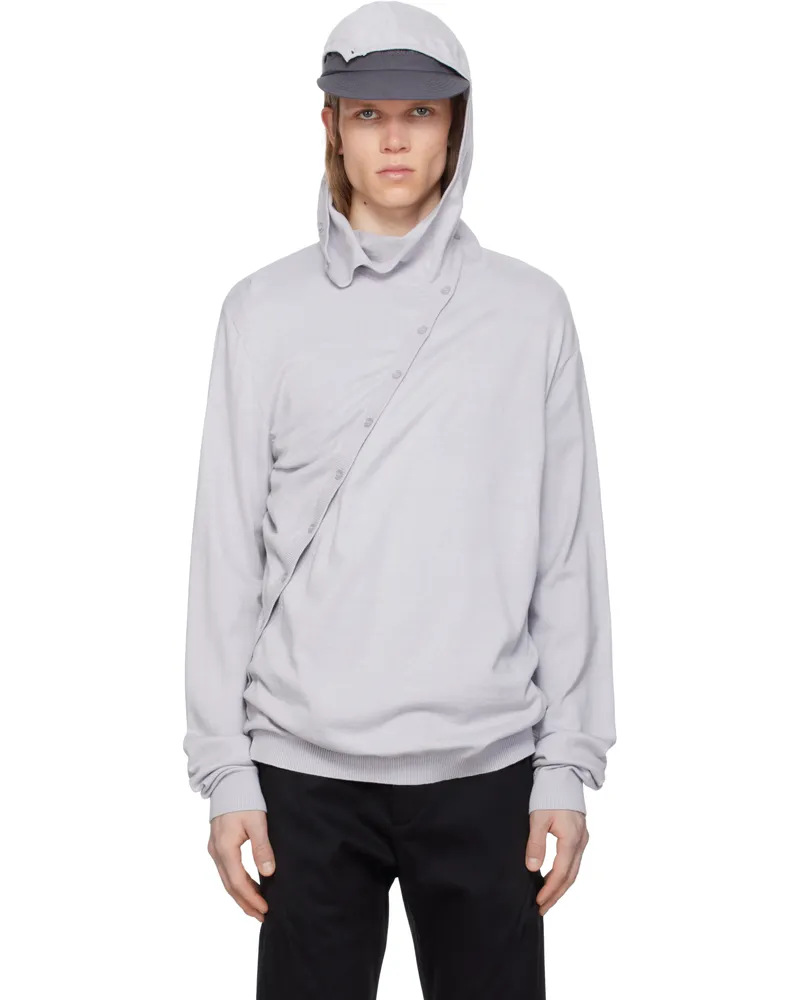 Post Archive Faction Gray 8.0 Knit Center Hoodie Light