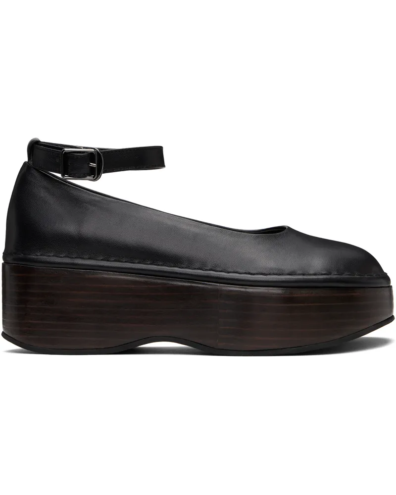 AMOMENTO Black Platform Flats Black