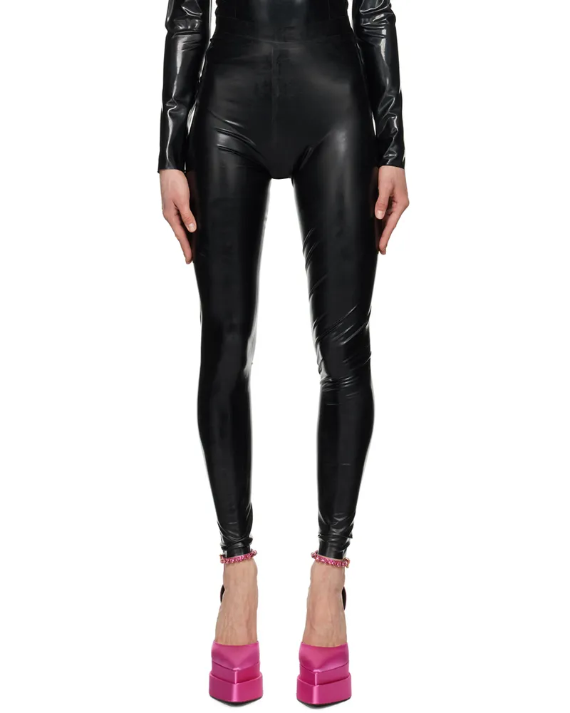 Versace Black Zip Leggings 1b000