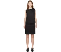 Black Shoulder-Twist Midi Dress