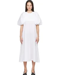 Noir Kei Ninomiya White Puff Sleeve Midi Dress White