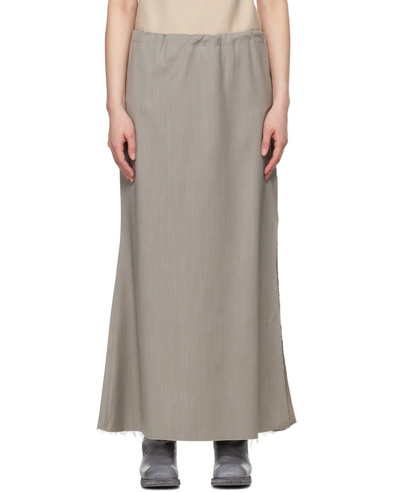Gabriela Coll Garments Gray No.290 Summer Wool Slit Midi Skirt 76