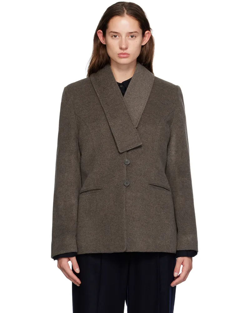 LE 17 SEPTEMBRE Brown Muffler Collar Blazer Brown