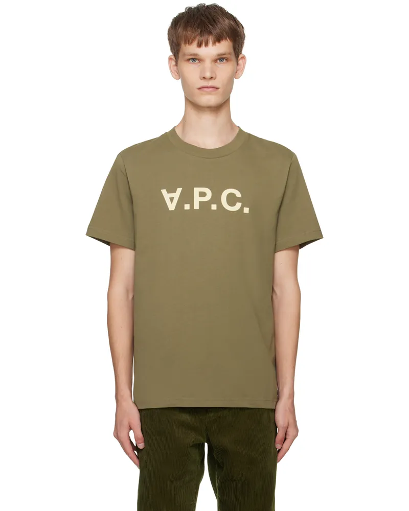 A.P.C. Khaki Standard Grand 'V.P.C.' T-Shirt Tjk