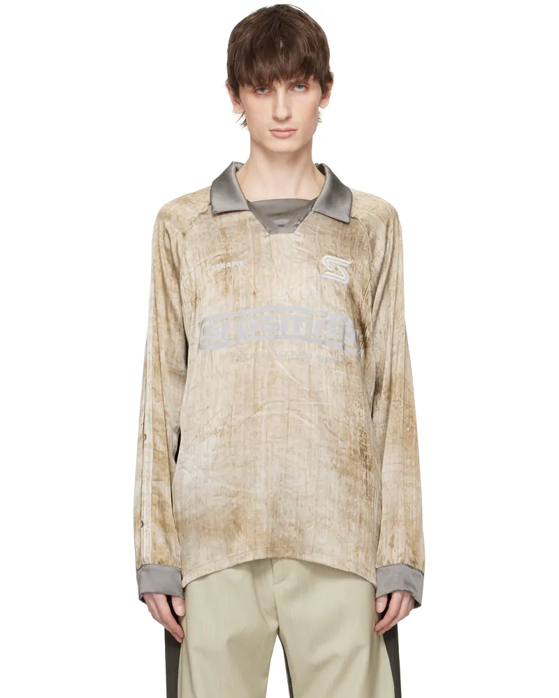 SERAPIS Gray Piraeus Truck Tarp Silk Football Polo Print