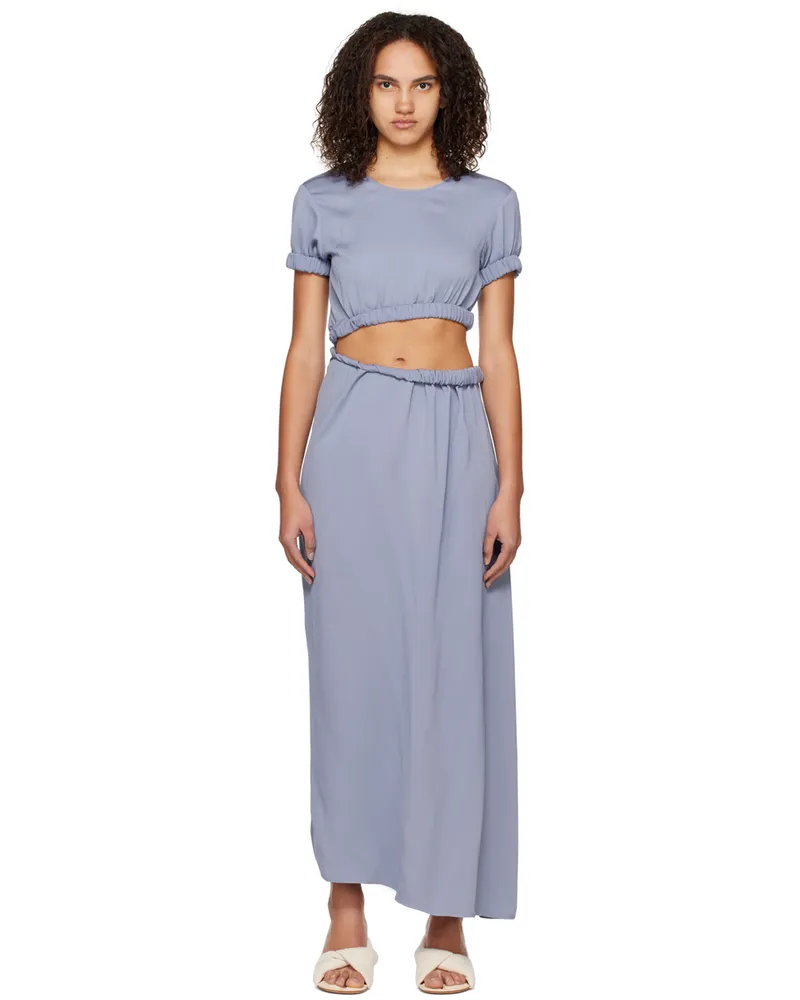 Christopher Esber Blue Roll Sleeve Tee Maxi Dress Blue