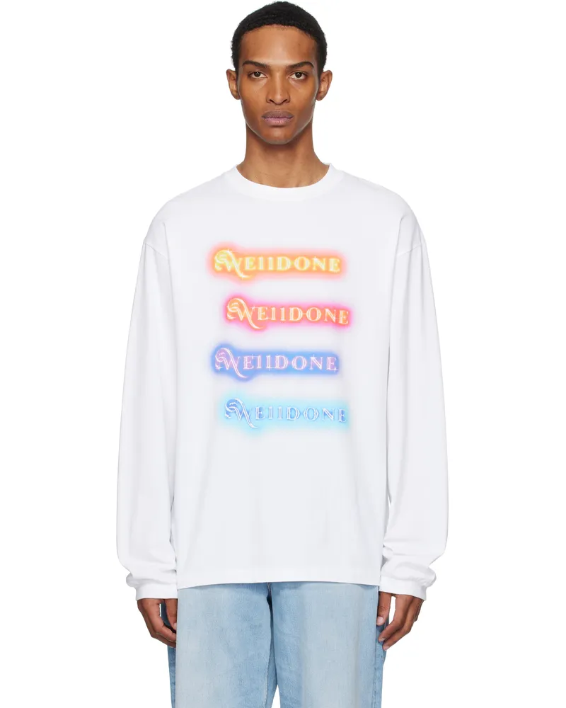 WE 11 DONE White Neon Logo Long-Sleeved T-shirt White