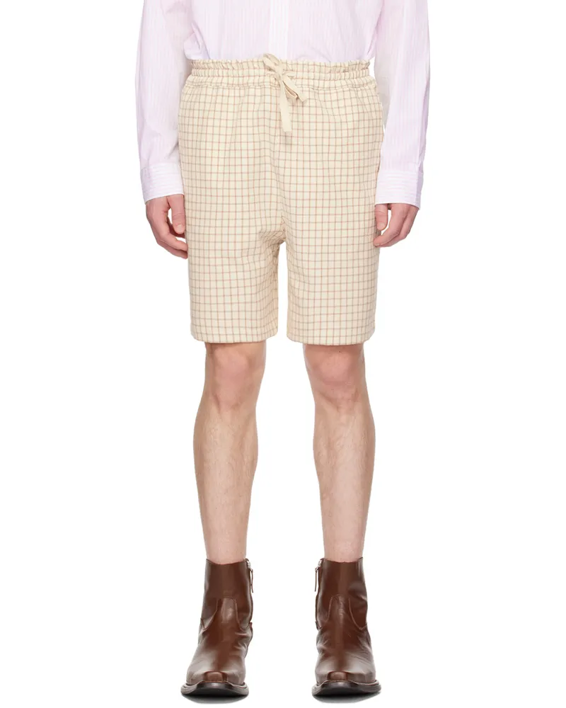 Drôle de Monsieur Beige 'Le Short Carreaux' Shorts Beige