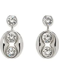 Amina Muaddi Silver Iris Earrings White