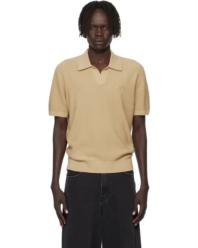 Lacoste Beige Open Collar Polo Beige-02s