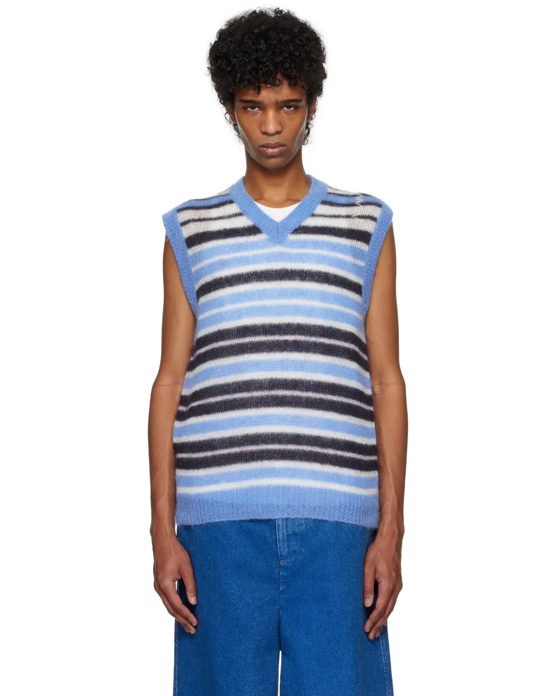 Marni Blue Fuzzy Wuzzy Striped Vest Stb26