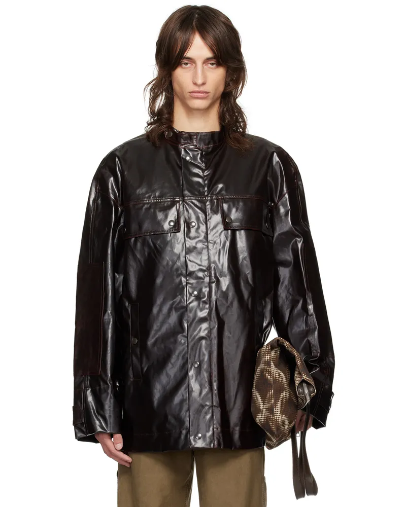Dries van Noten Brown Stand Collar Jacket 703