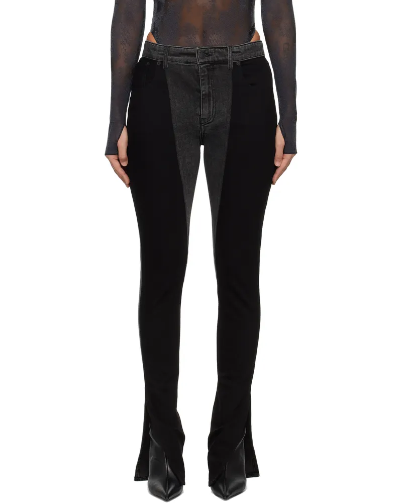 Thierry Mugler Black Bi-Color Skinny Jeans W9999