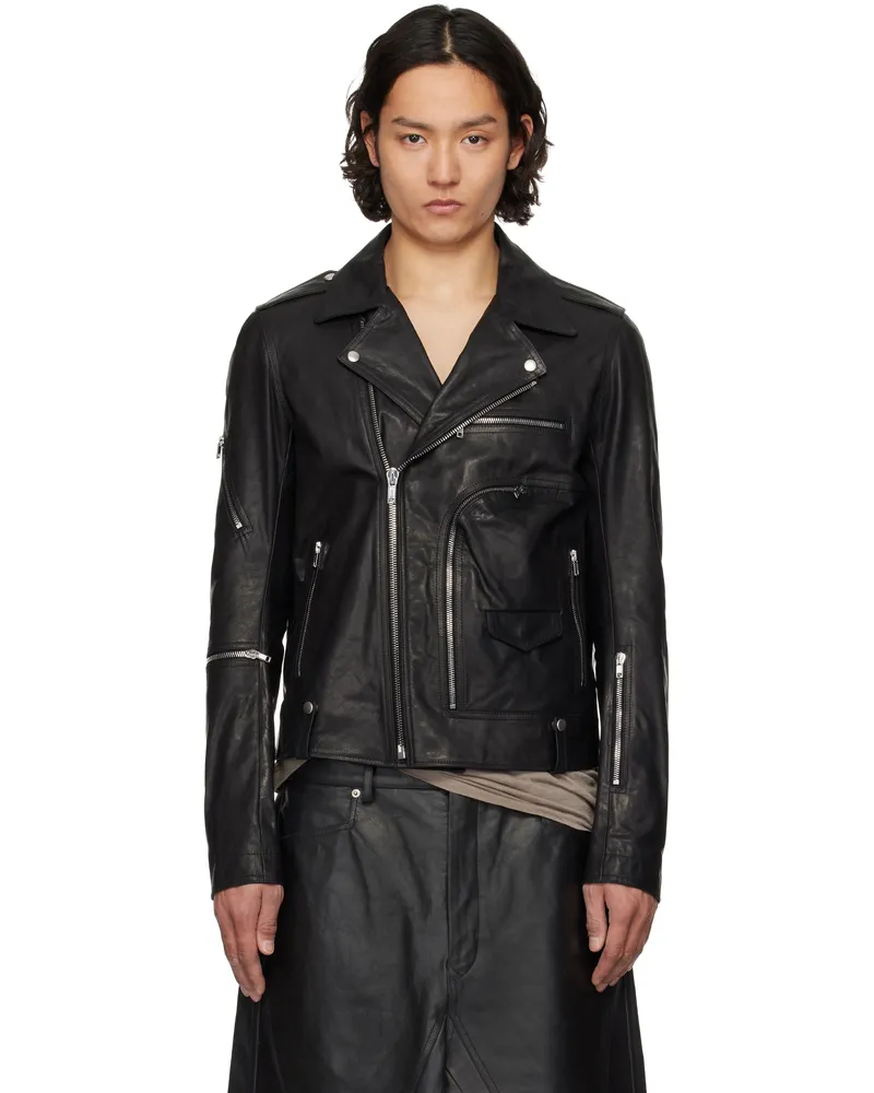 Rick Owens Black Hollywood Bauhaus Stooges Leather Jacket 09