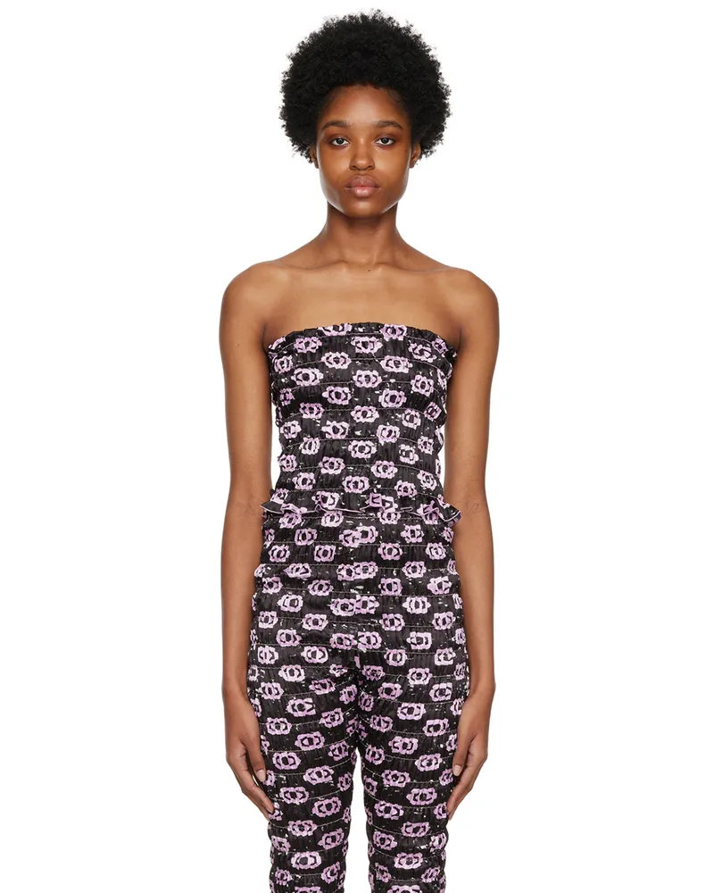 Amy Crookes Black Shirred Tank Top 0917