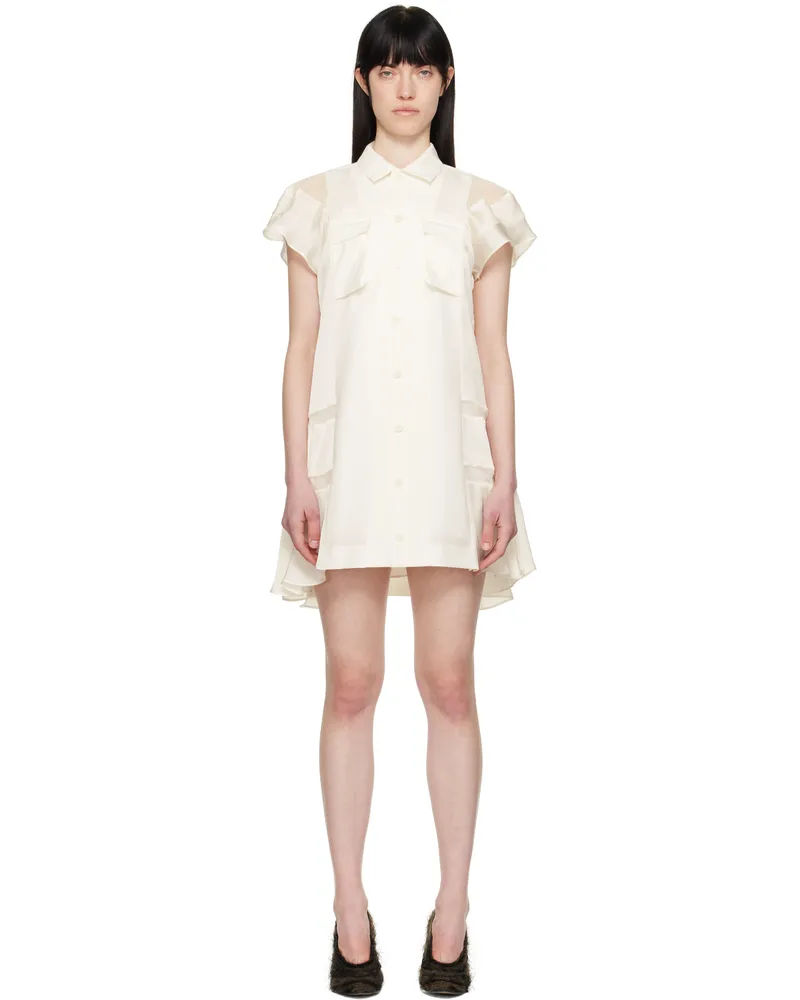 Sacai Off-White Suiting & Satin Minidress 151