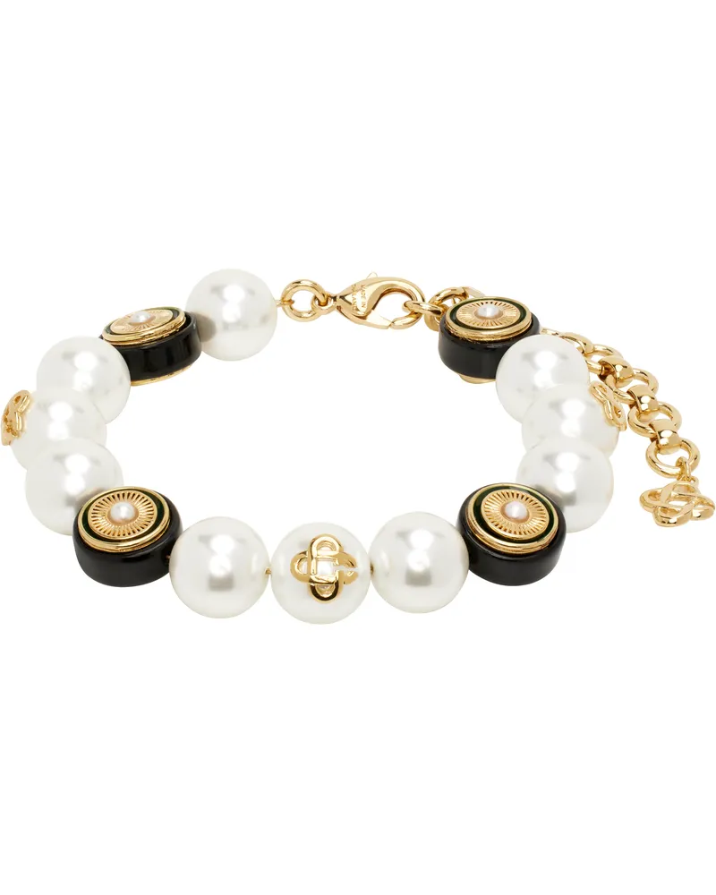Casablanca Paris White Spoke Wheel Bracelet Gold