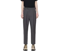 Gray One Tuck Trousers