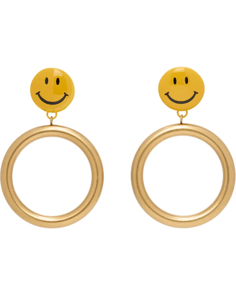 Moschino Gold Smiley Drop Earrings 1607
