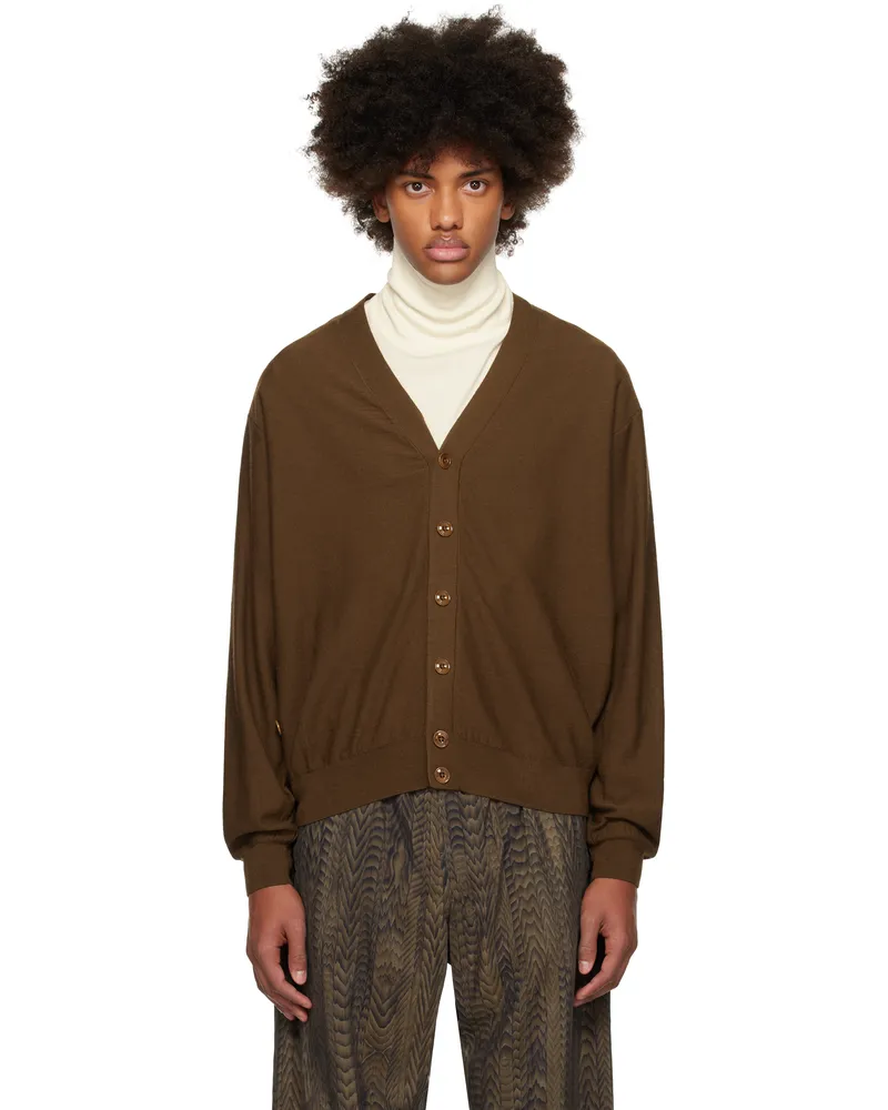 Christophe Lemaire Brown Relaxed Twisted Cardigan Br451