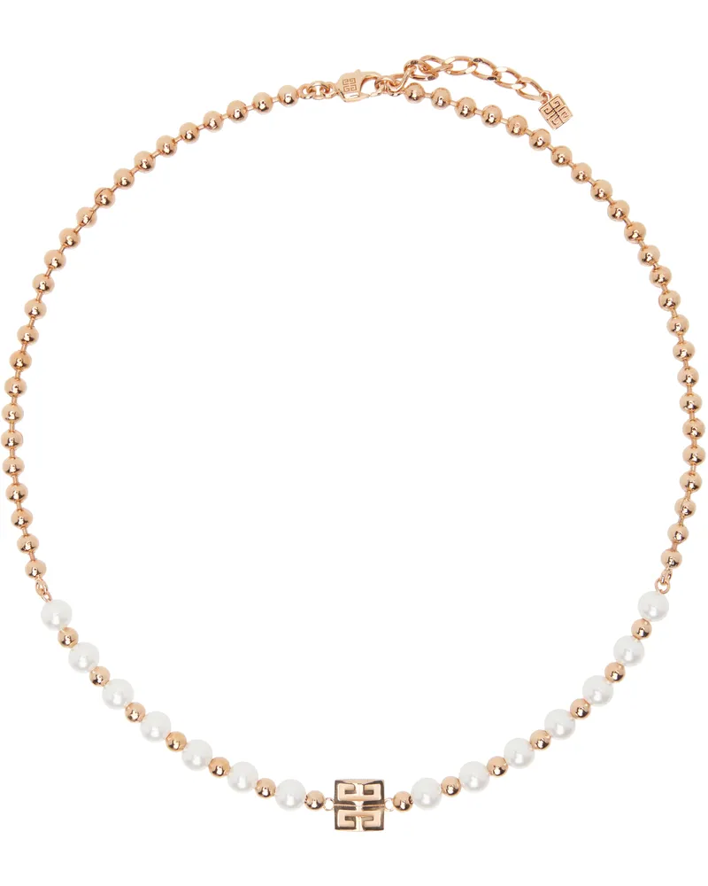 Givenchy Rose Gold 4G Pearl Necklace 645-rose