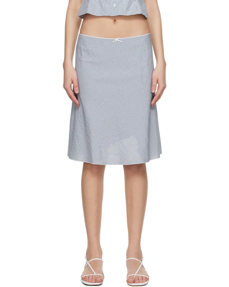 GUIZIO Blue & White Paloma Midi Skirt Blue