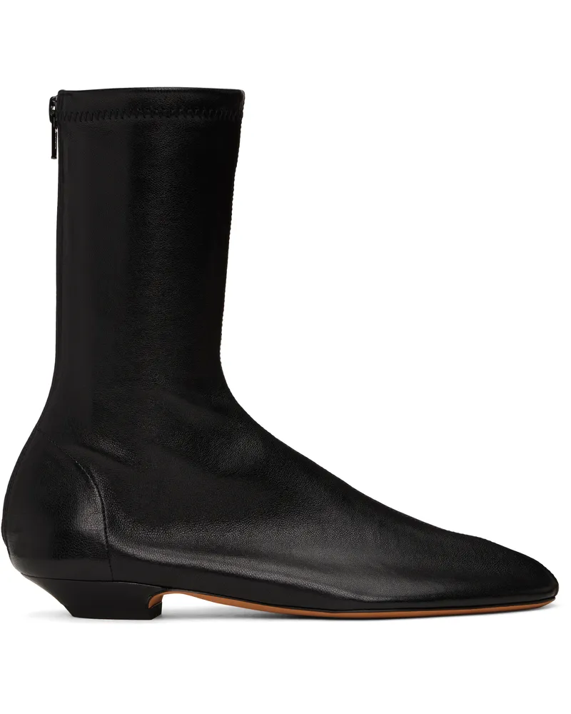 KHAITE Black Apollo Flat Ankle Boots 200
