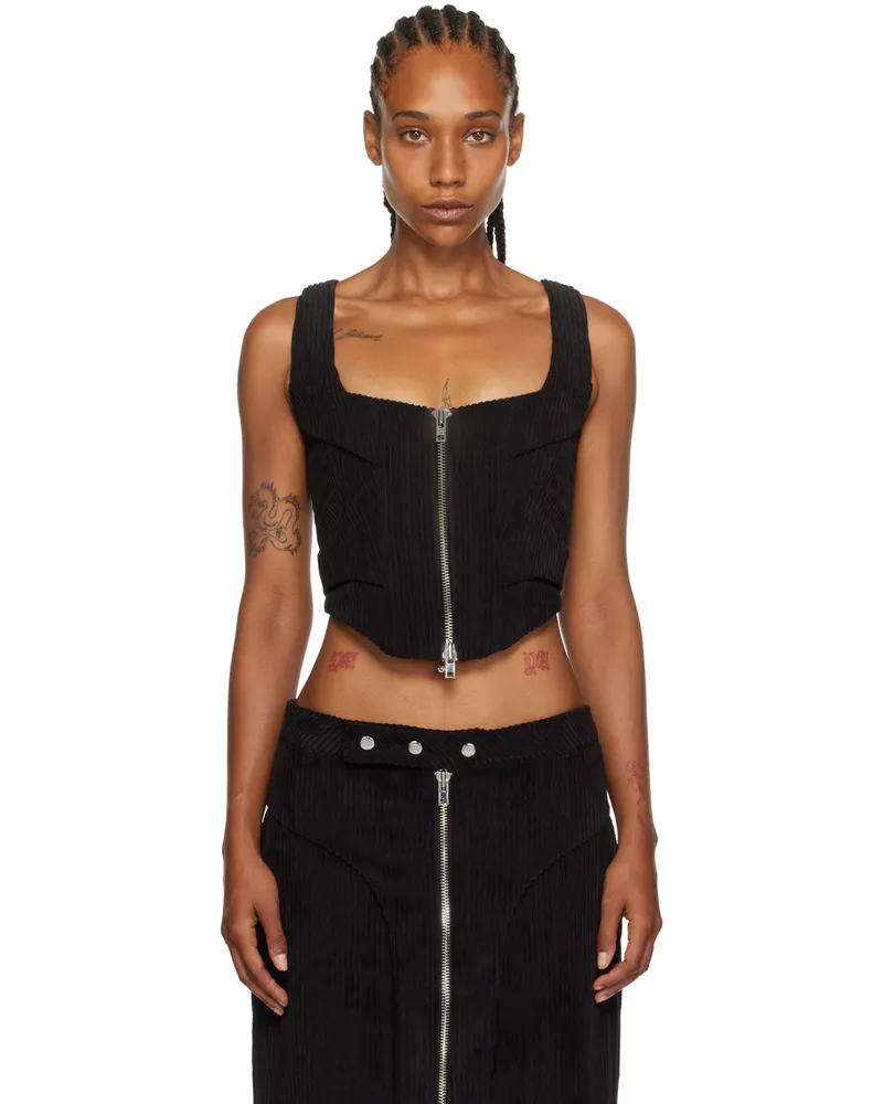 Eckhaus Latta Black Paneled Tank Top Soot