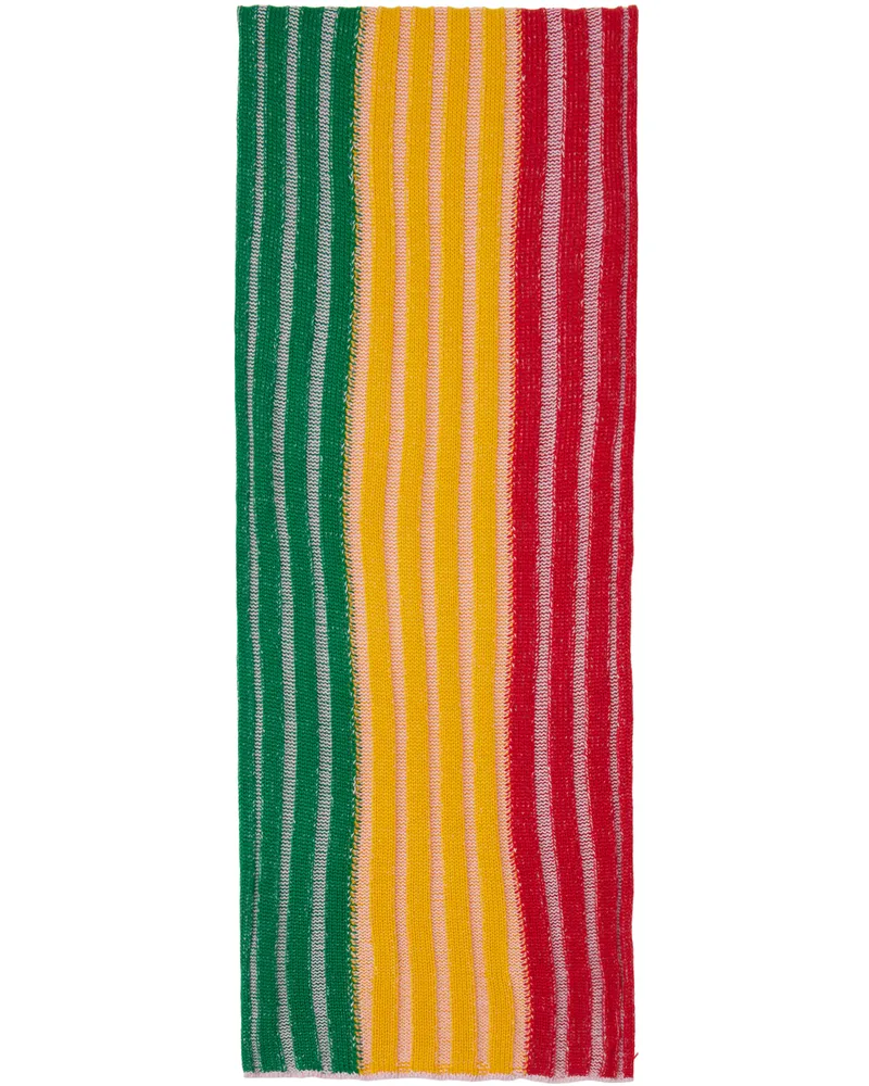 Stanley Raffington SSENSE Exclusive Multicolor Plated Ribbed Scarf Red