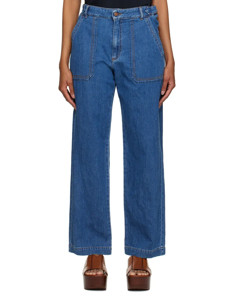 See by Chloé Navy Cinch Strap Jeans 45e