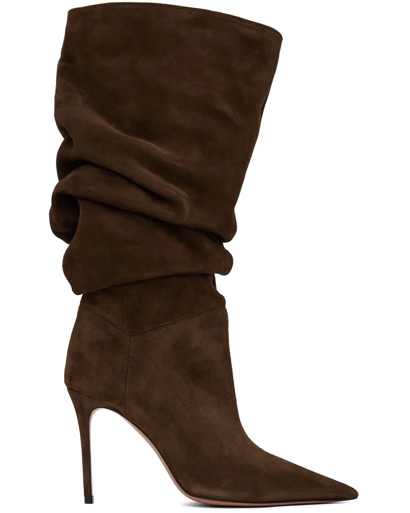 Amina Muaddi Brown Jahleel Boots Coffee