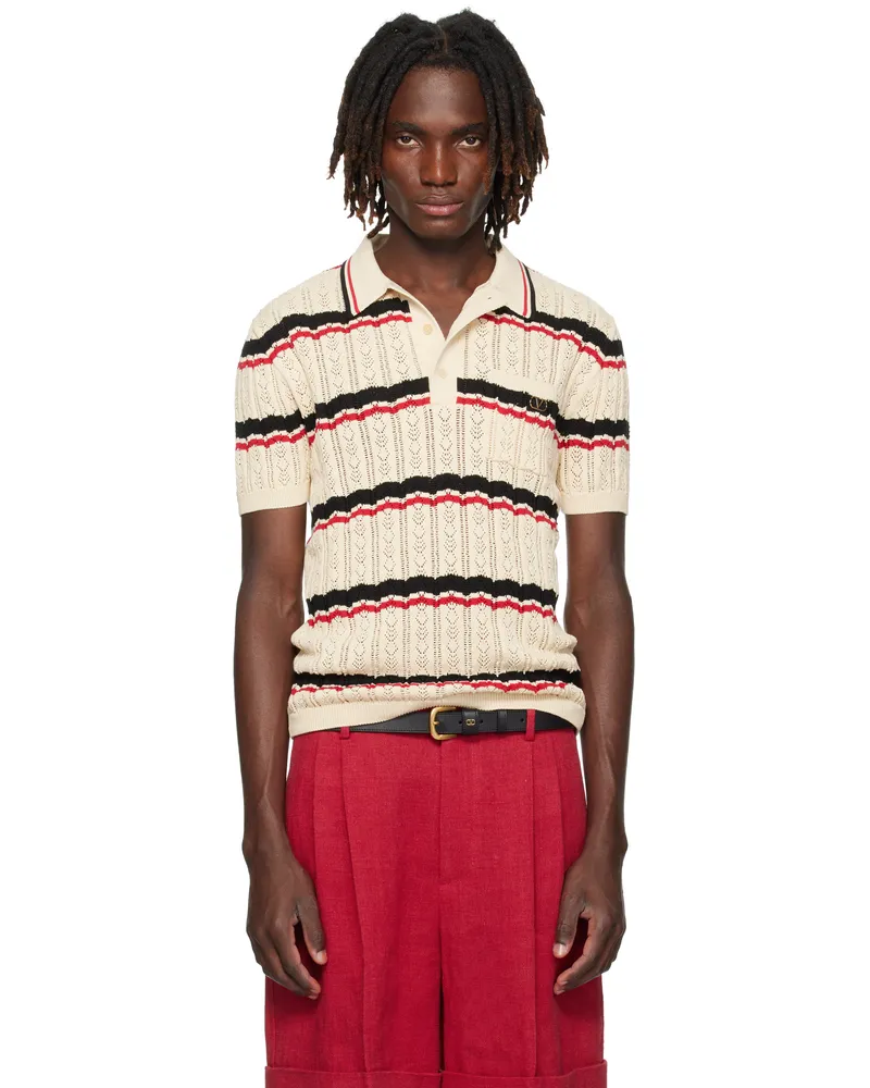 Valentino Garavani Beige Striped Polo Bk6
