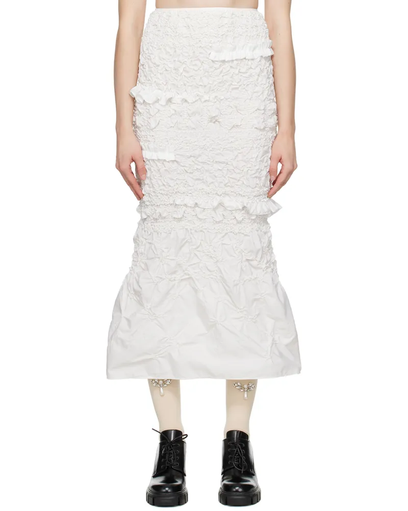 Cecilie Bahnsen White Venus Midi Skirt White