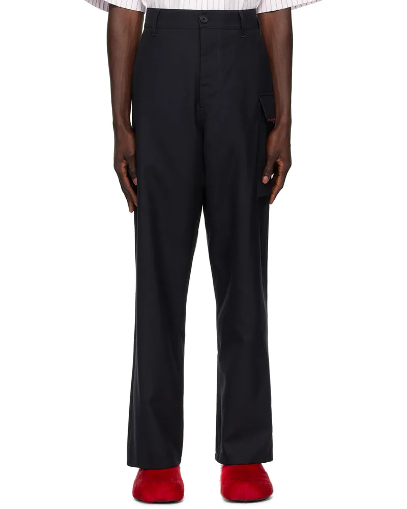 Marni Navy Tropical Wool Trousers 00b99