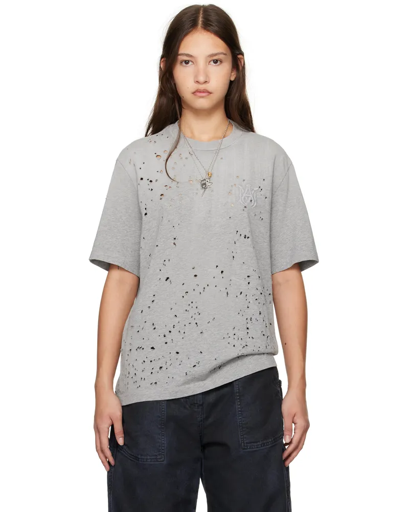 Amiri Gray 'MA' Embroidered T-shirt Grey