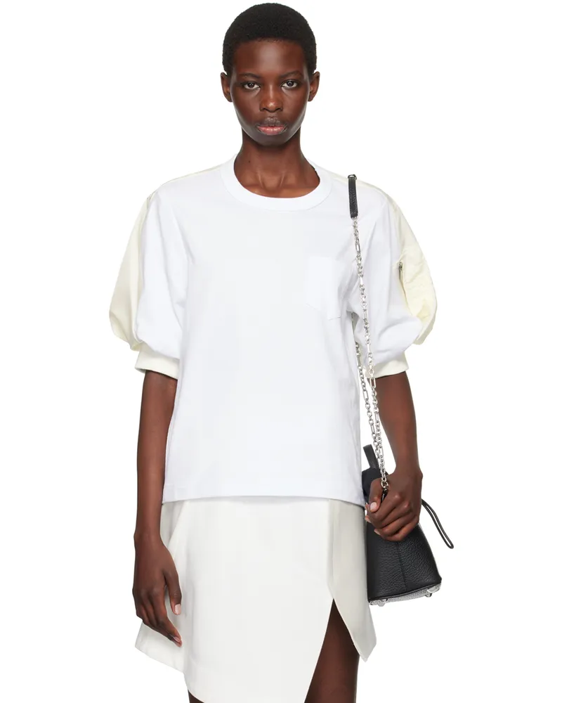 Sacai White Puff Sleeve T-Shirt 104