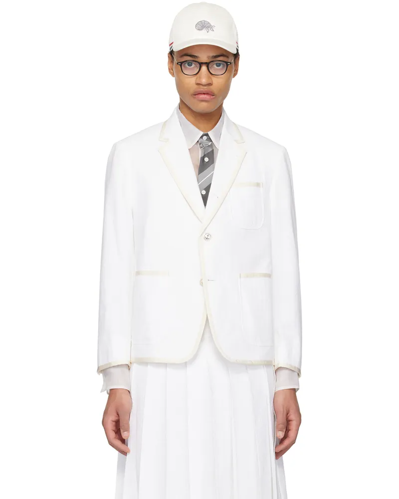Thom Browne White Single-Breasted Blazer 100