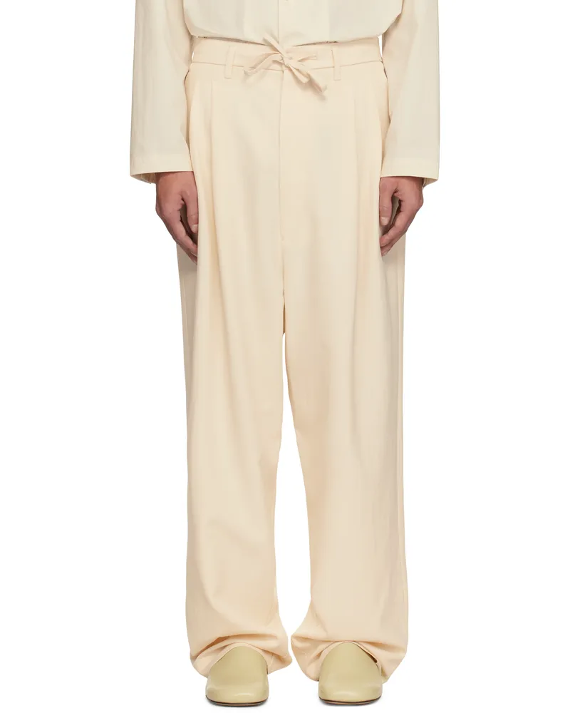 Christophe Lemaire Off-White Drawstring Pleated Trousers Bg198