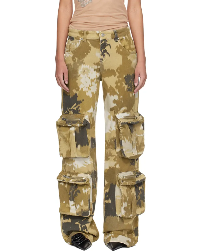 Blumarine Brown Camouflage Denim Cargo Pants D5579