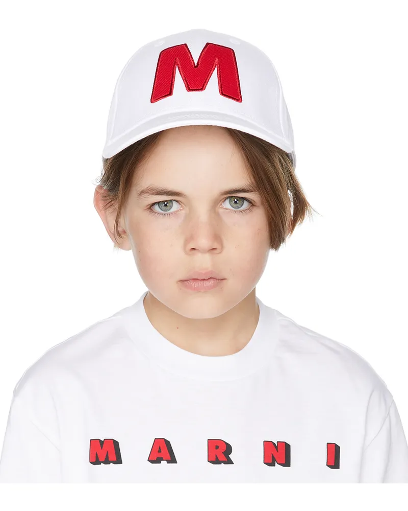 Marni Kids White Logo Cap 0m100