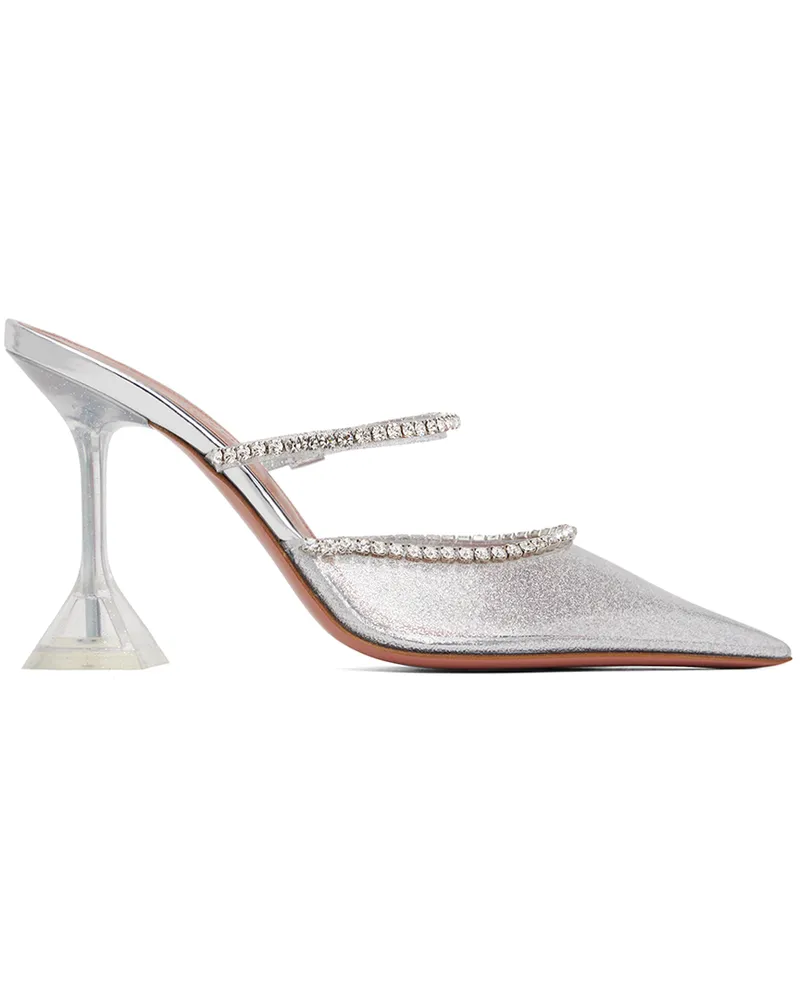 Amina Muaddi Silver Gilda Glass Mules Silver