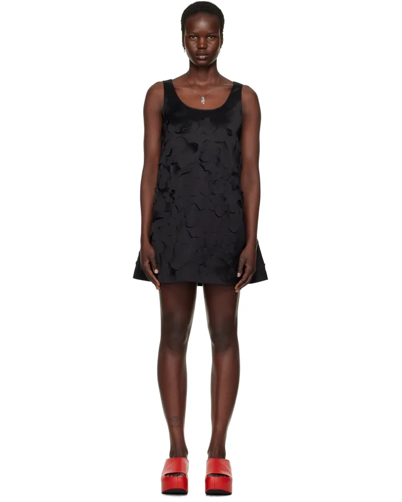 Marni Black Flared Duchess Satin Minidress 00n99
